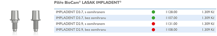Pilíře BioCam LASAK IMPLADENT Pilíře BioCam LASAK IMPLADENT